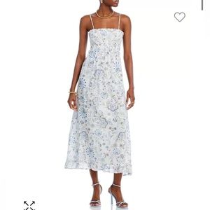 NEW Aqua Floral Print Smocked Midi Dress